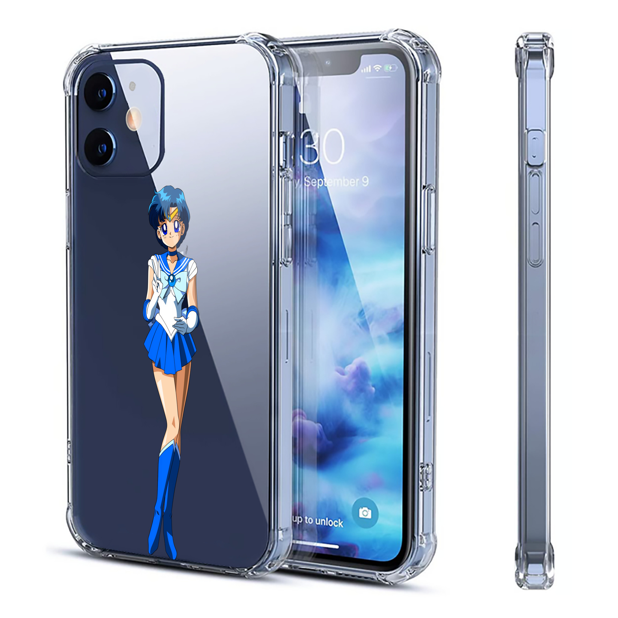 （画像用） 美少女戦士セーラームーン 水野 亜美 みずの あみ Sailor Moon Mizuno Ami 【iPhone 12シリーズ対応】透明スマホケース（クリアソフトケース）